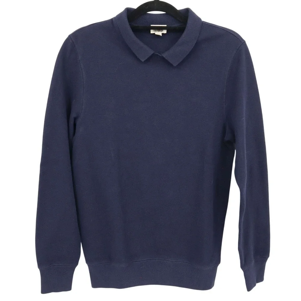 J. Crew Piqué‎ Fleece Sweatshirt Men XS Blue Preppy Academia Collegiate Classic